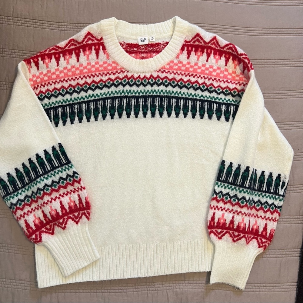 GAP Women & Men Sweater Set -Fair Isle green red cream - Picture 2 of 5